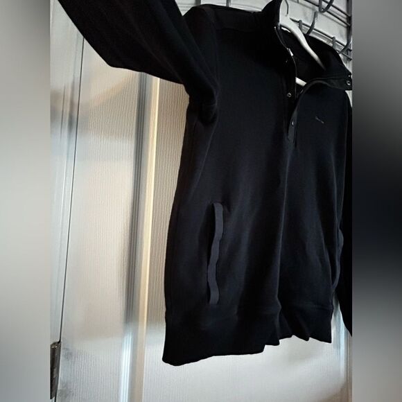 Calvin Klein Men’s 1/4 zip button pullover black sweater Medium EUC - Picture 3 of 15